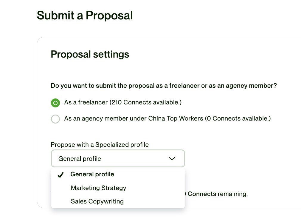 specialized profile proposal setting